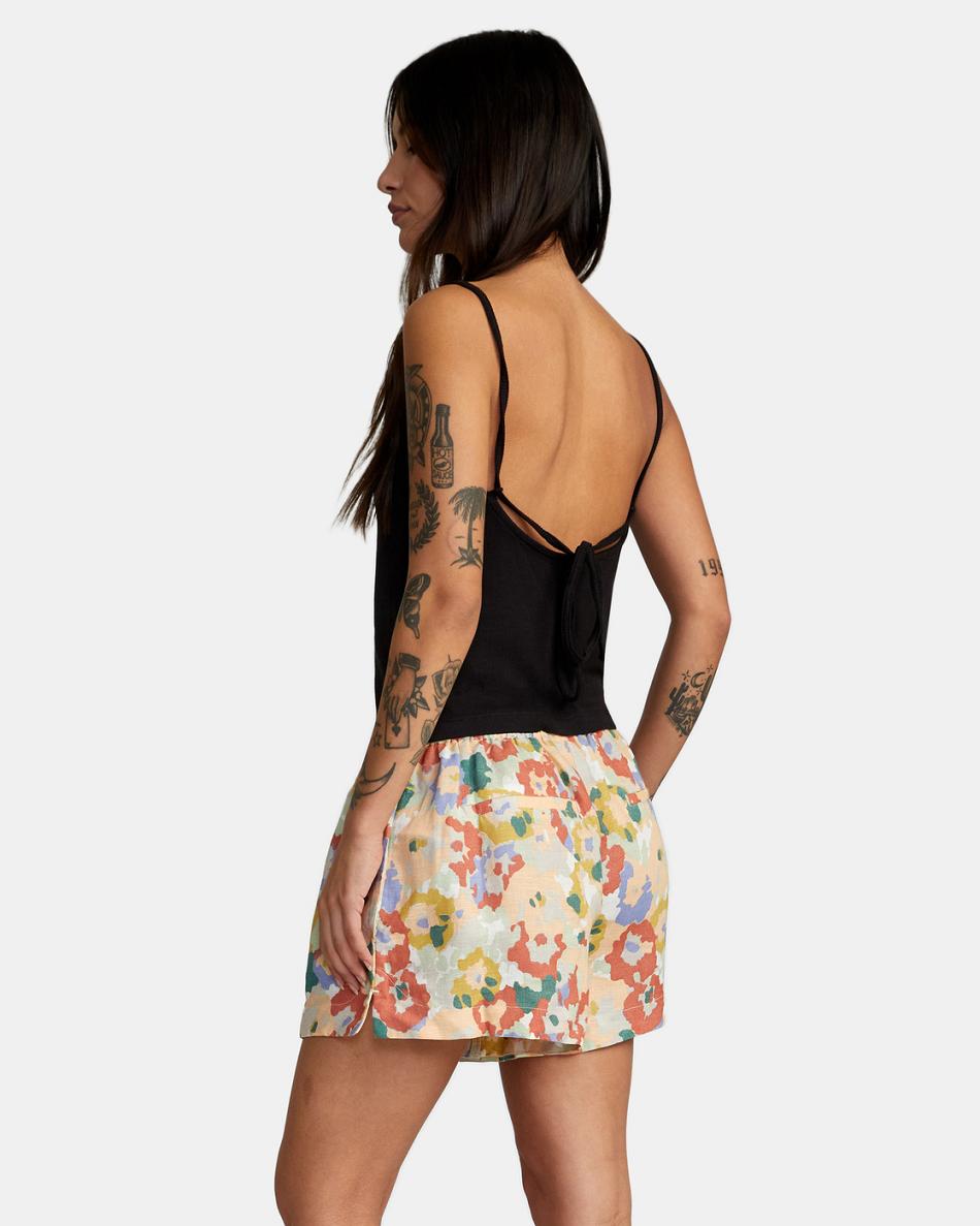 Multi Rvca Linen Sawyer Elastic Waist Women's Skirts | USXBR91526