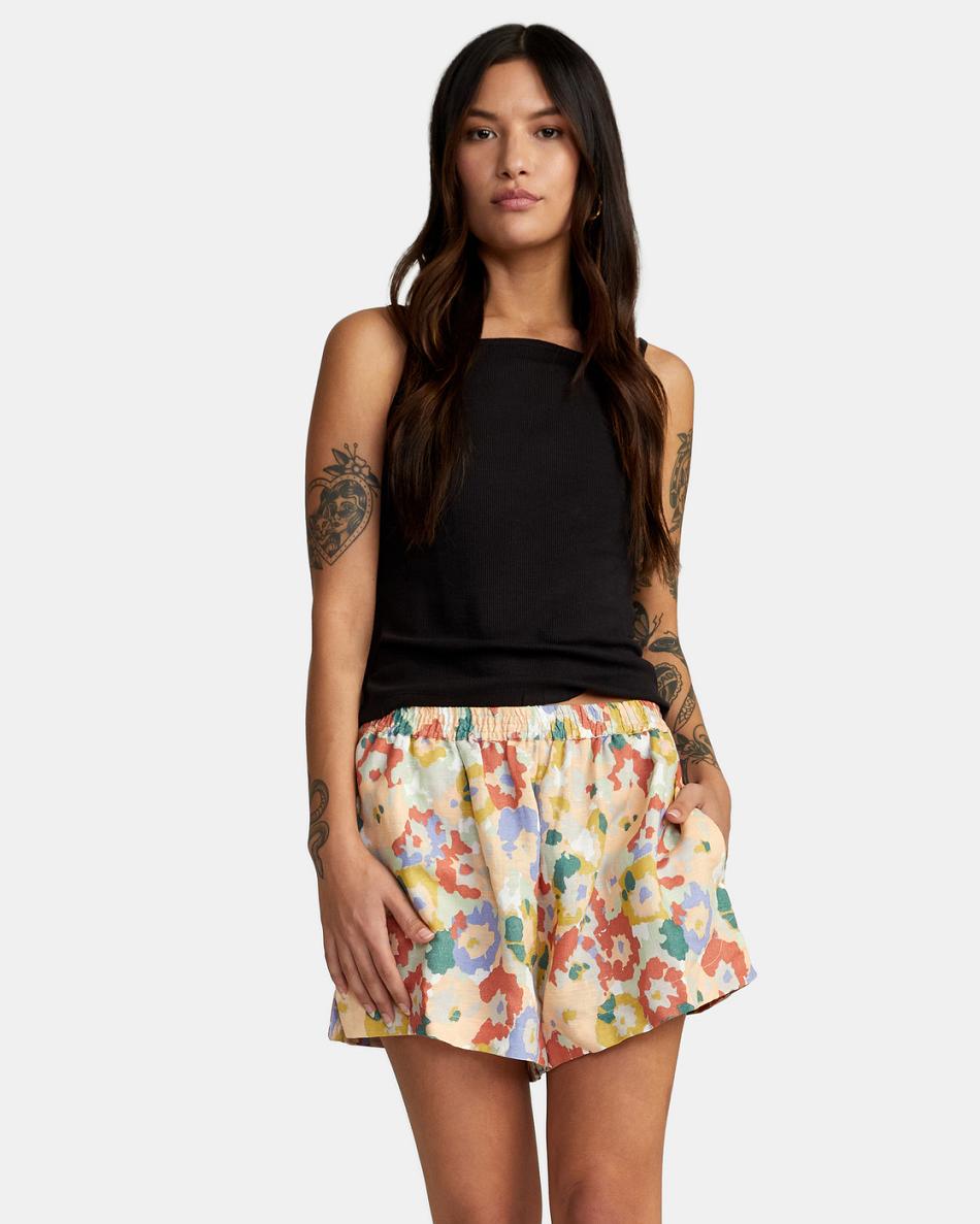 Multi Rvca Linen Sawyer Elastic Waist Women\'s Skirts | USXBR91526