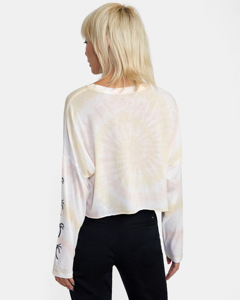 Multi Rvca Palms Long Sleeve Women's T shirt | USCIF36180