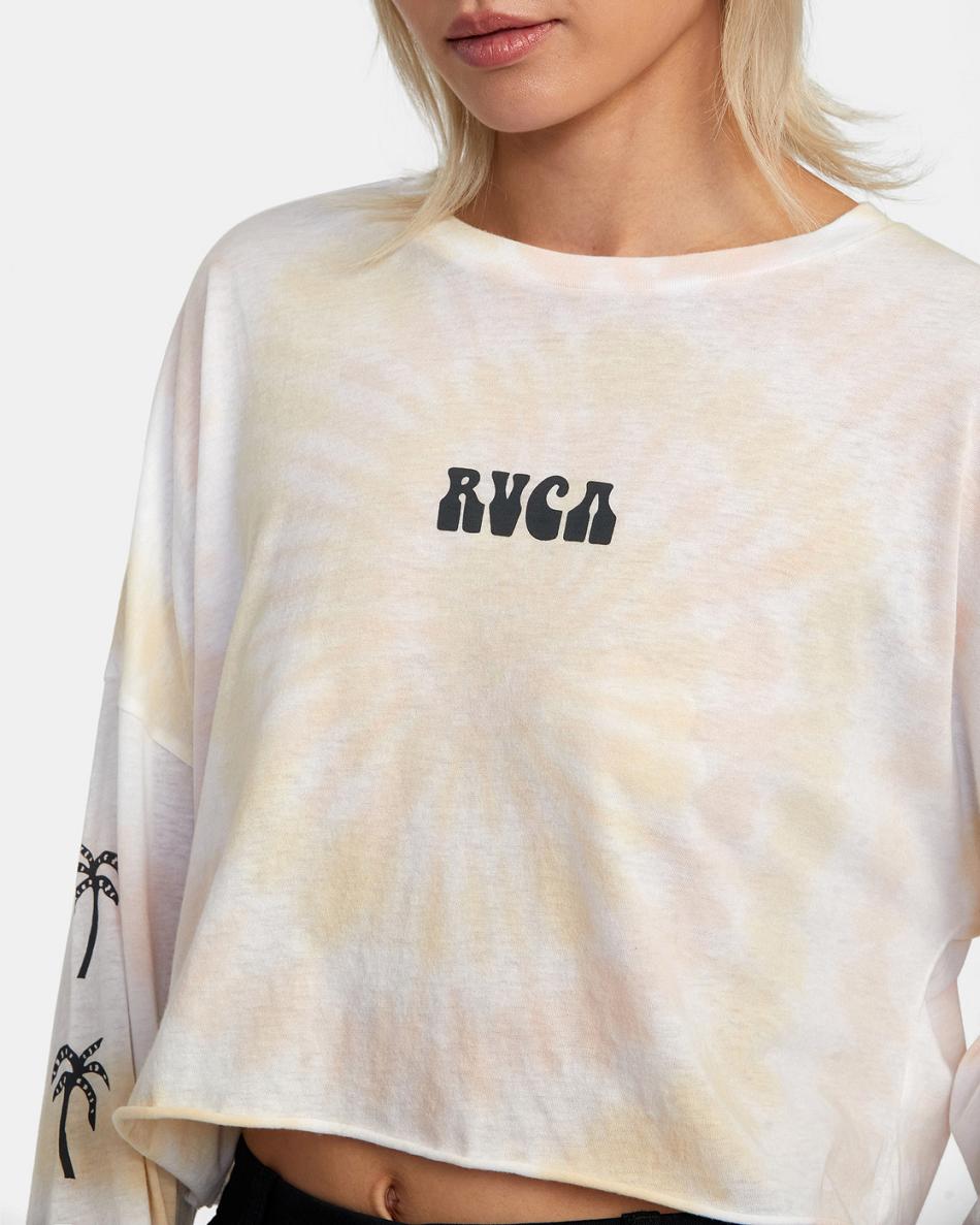 Multi Rvca Palms Long Sleeve Women's T shirt | USCIF36180