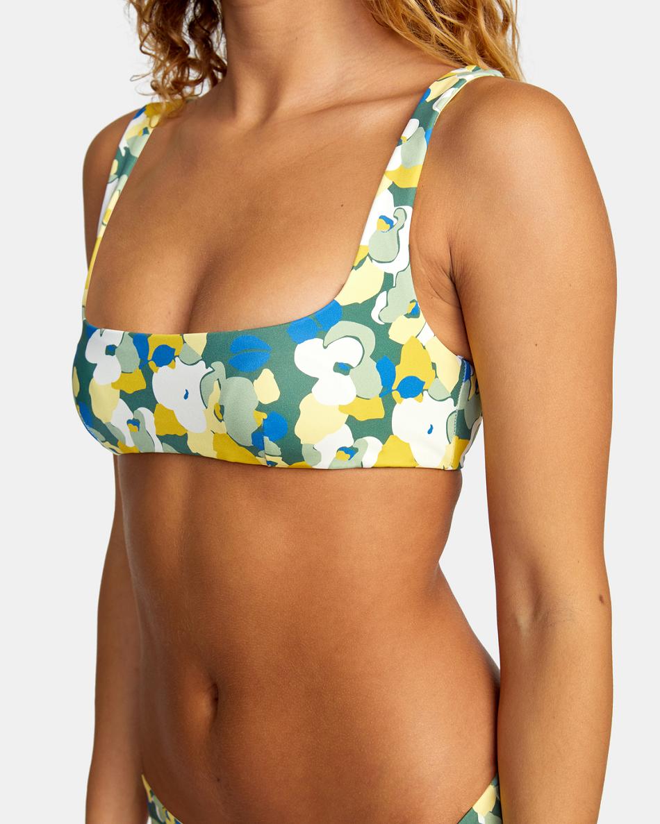 Multi Rvca Poppy Camo Reversible Women's Bikini Tops | USNZX37327