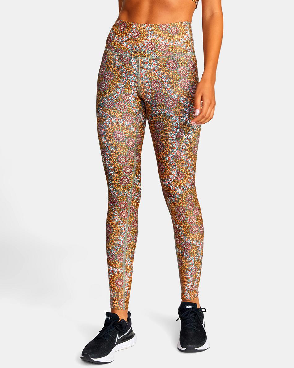 Muscimol Gold Rvca Kelsey Brookes VA Essential Women's Leggings | USNEJ71390