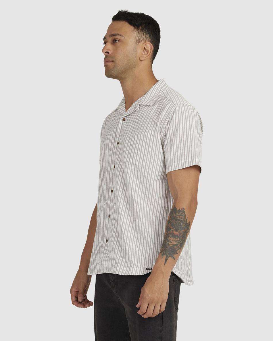 Mushroom Rvca Beat Stripe Short Sleeve Men's T shirt | GUSEC12315