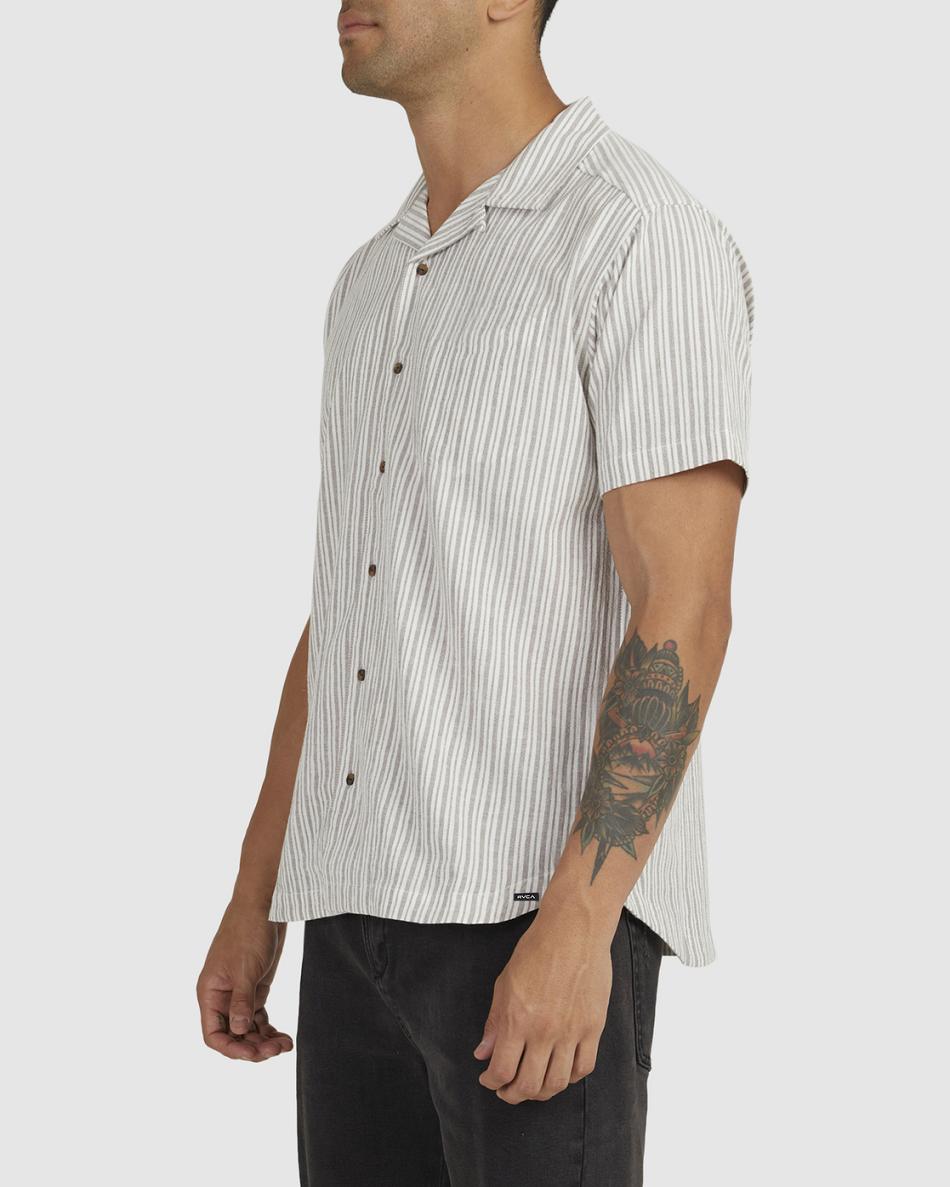 Mushroom Rvca Beat Stripe Short Sleeve Men's T shirt | GUSEC12315