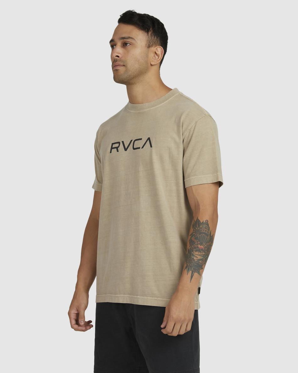 Mushroom Rvca Big RVCA Washed Tee Men's Short Sleeve | GUSUC27168