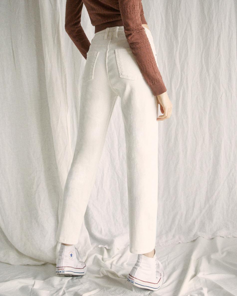 Natural Rvca Camille Rowe Pops Denim Pants Women's Jeans | USZDE33375