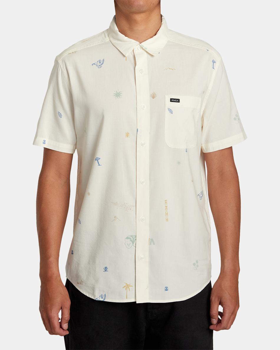 Natural Rvca Desert Trip Short Sleeve Men's T shirt | MUSFT17919