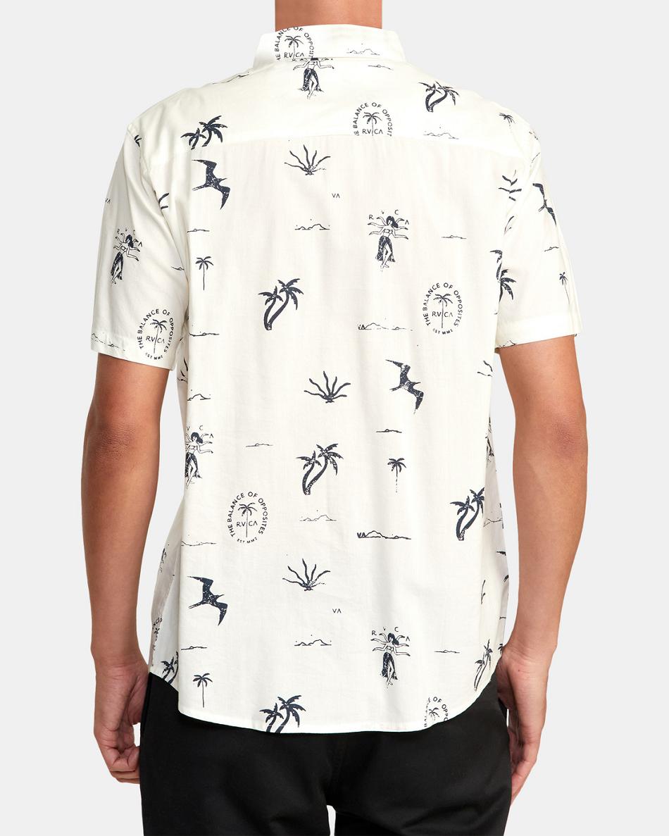 Natural Rvca Hula Hands Short Sleeve Men's T shirt | BUSSD71497