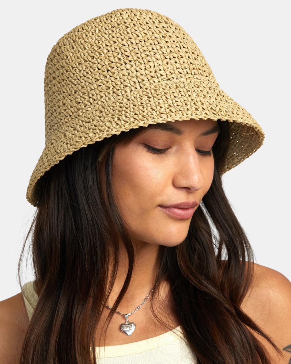 Natural Rvca Laguna Straw Bucket Women's Hats | UUSND22992