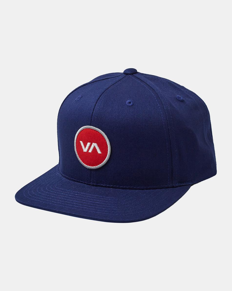 Navy Grey Rvca VA Patch Snapback Men\'s Hats | ZUSNQ57017
