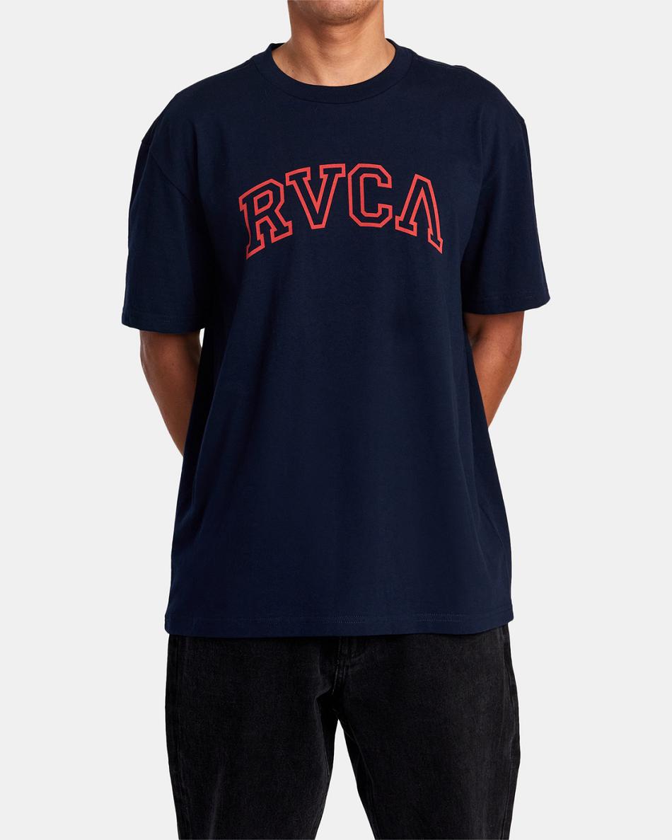 Navy Marine Rvca Arched Tee Men's Short Sleeve | AUSWC73494