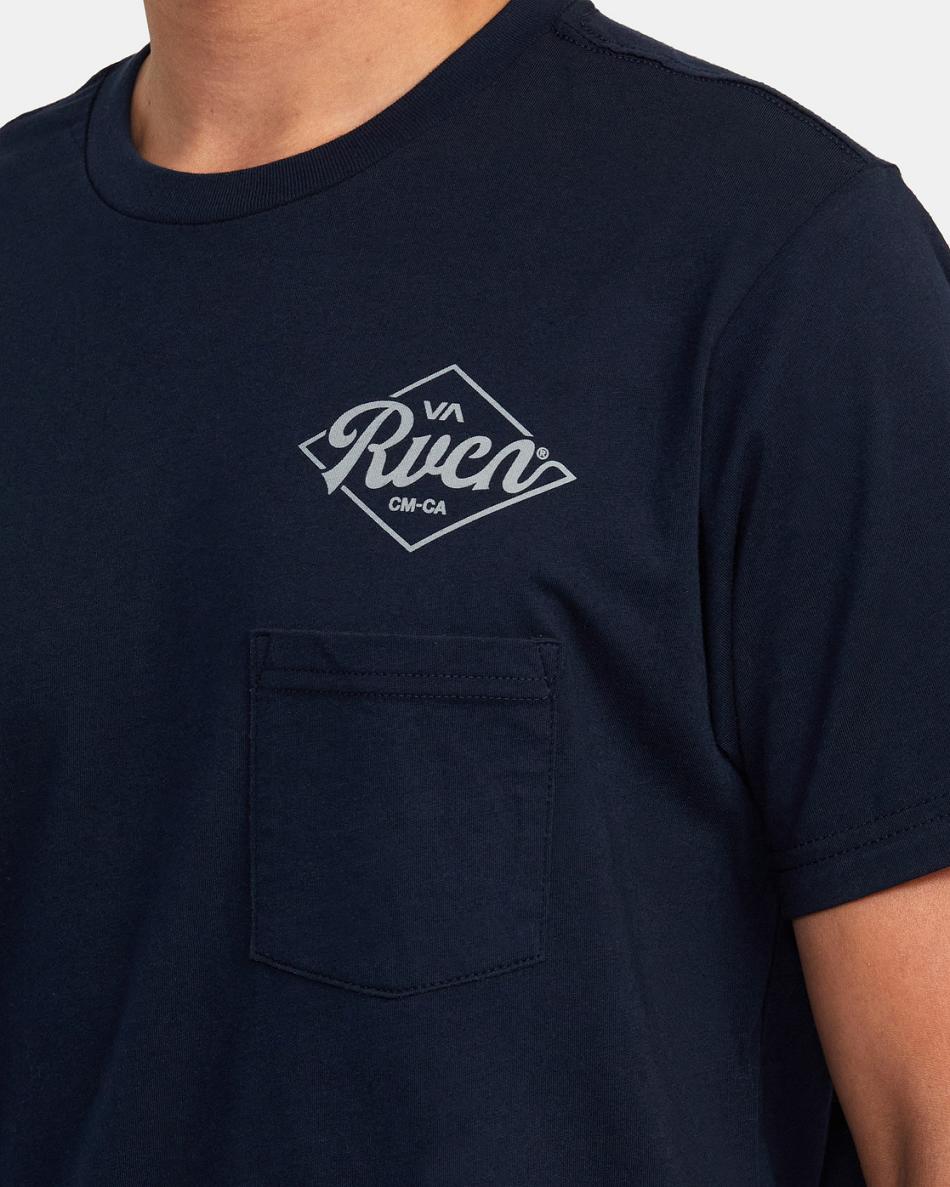 Navy Marine Rvca RVCA Plate Tee Men's Short Sleeve | MUSHR73450