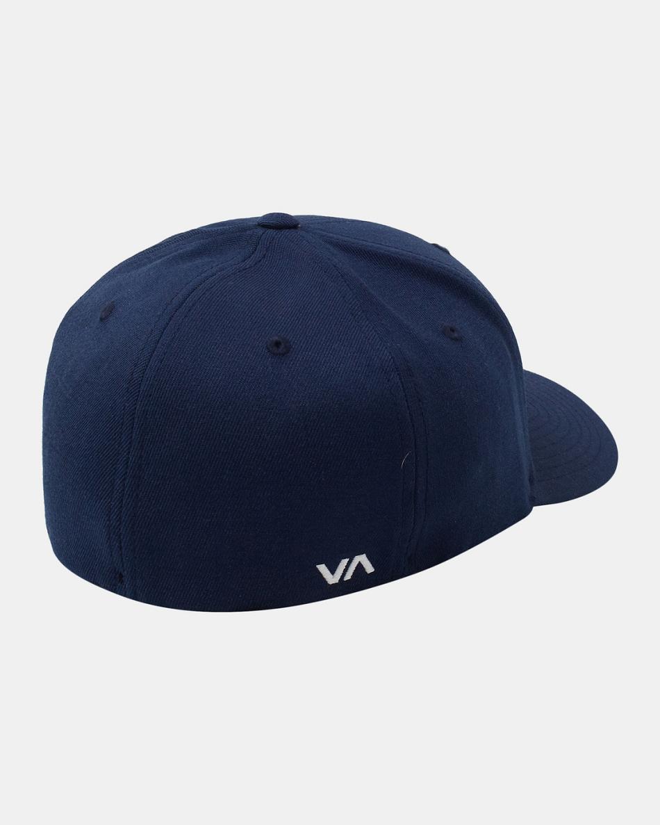 Navy Rvca Flex Fit Men's Hats | ZUSNQ17226