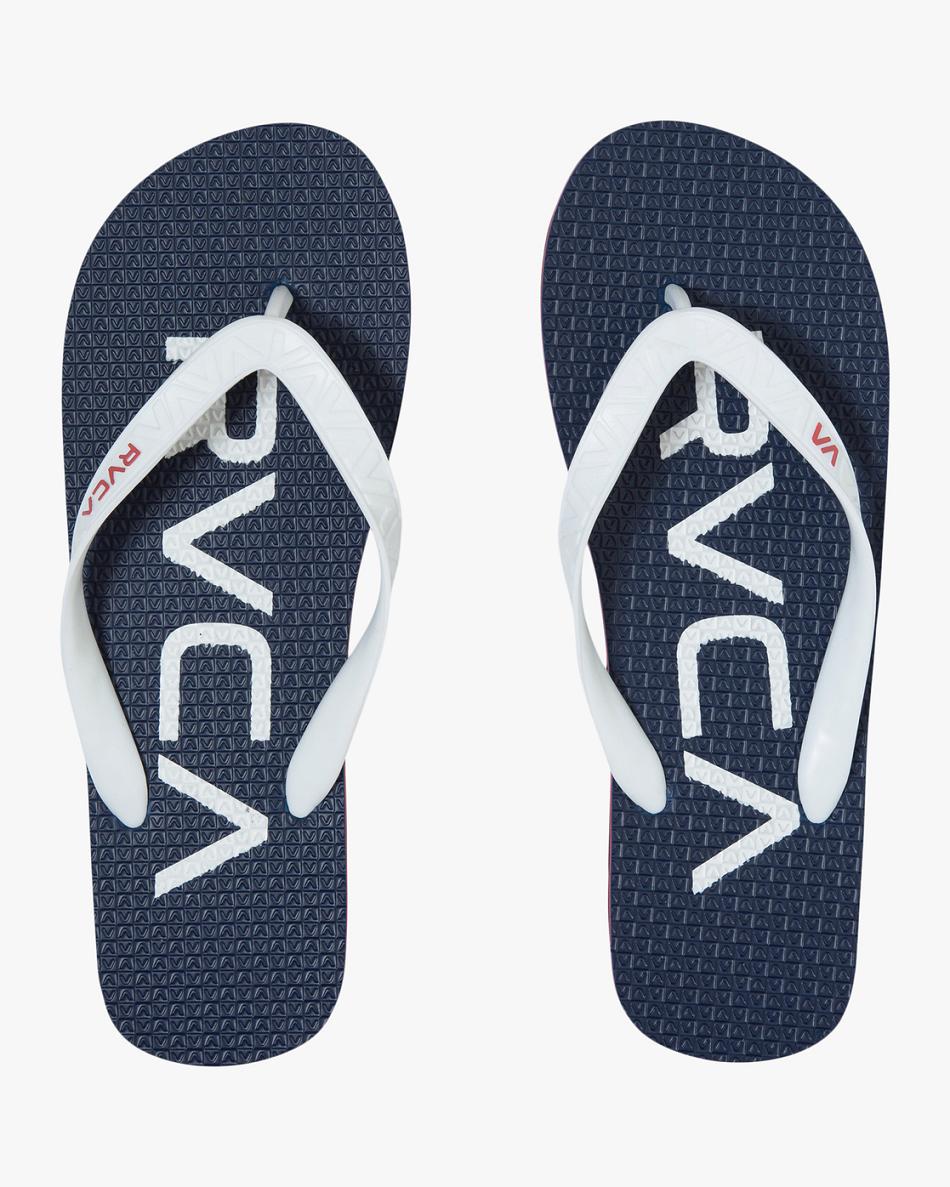 Navy Rvca Trench Town 3 Men\'s Sandals | USNZX48528