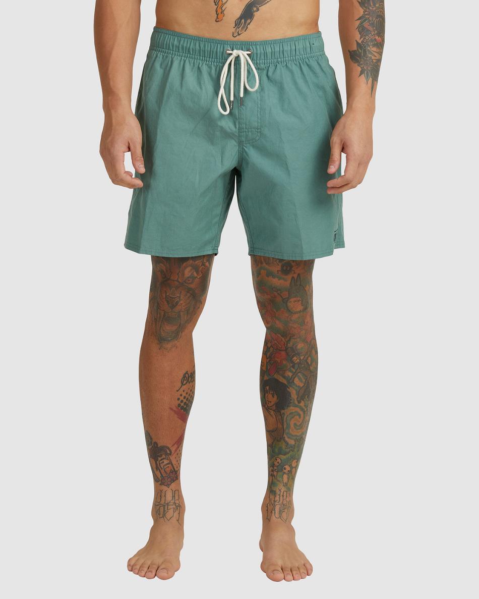 New Spinach Rvca Opposites Elastic 2 17 Men's Shorts | USNZX33289