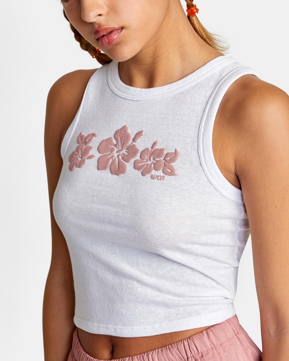 Off White Rvca Aloha Graphic Tank Top Women's T shirt | FUSHY32826