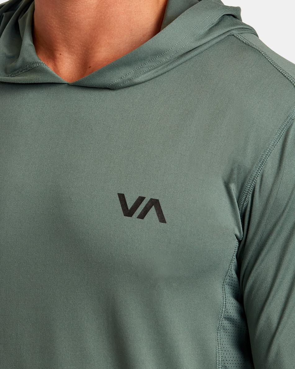 Old Sage Rvca Sport Vent Technical Hooded Men's Long Sleeve | USQAV59542
