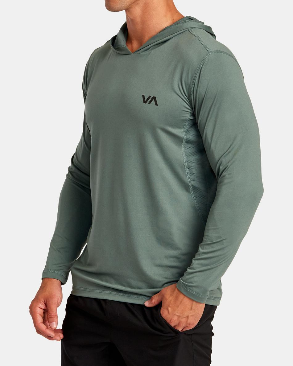 Old Sage Rvca Sport Vent Technical Hooded Men's Long Sleeve | USQAV59542