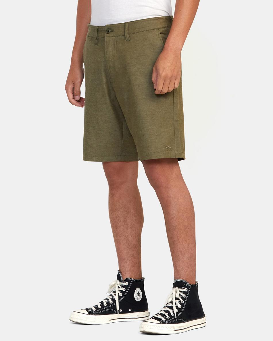 Olive Rvca Back In Hybrid 19 Men's Shorts | USJKU87563