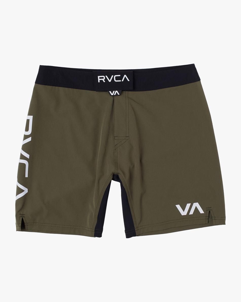 Olive Rvca Fight Scrapper Elastic Men\'s Running Shorts | PUSQX23616