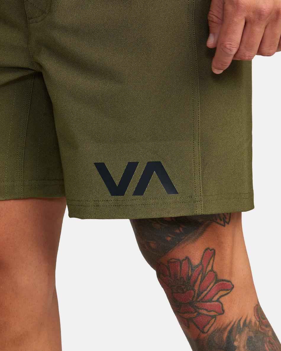 Olive Rvca Grappler Elastic 17 Men's Shorts | XUSBH23447