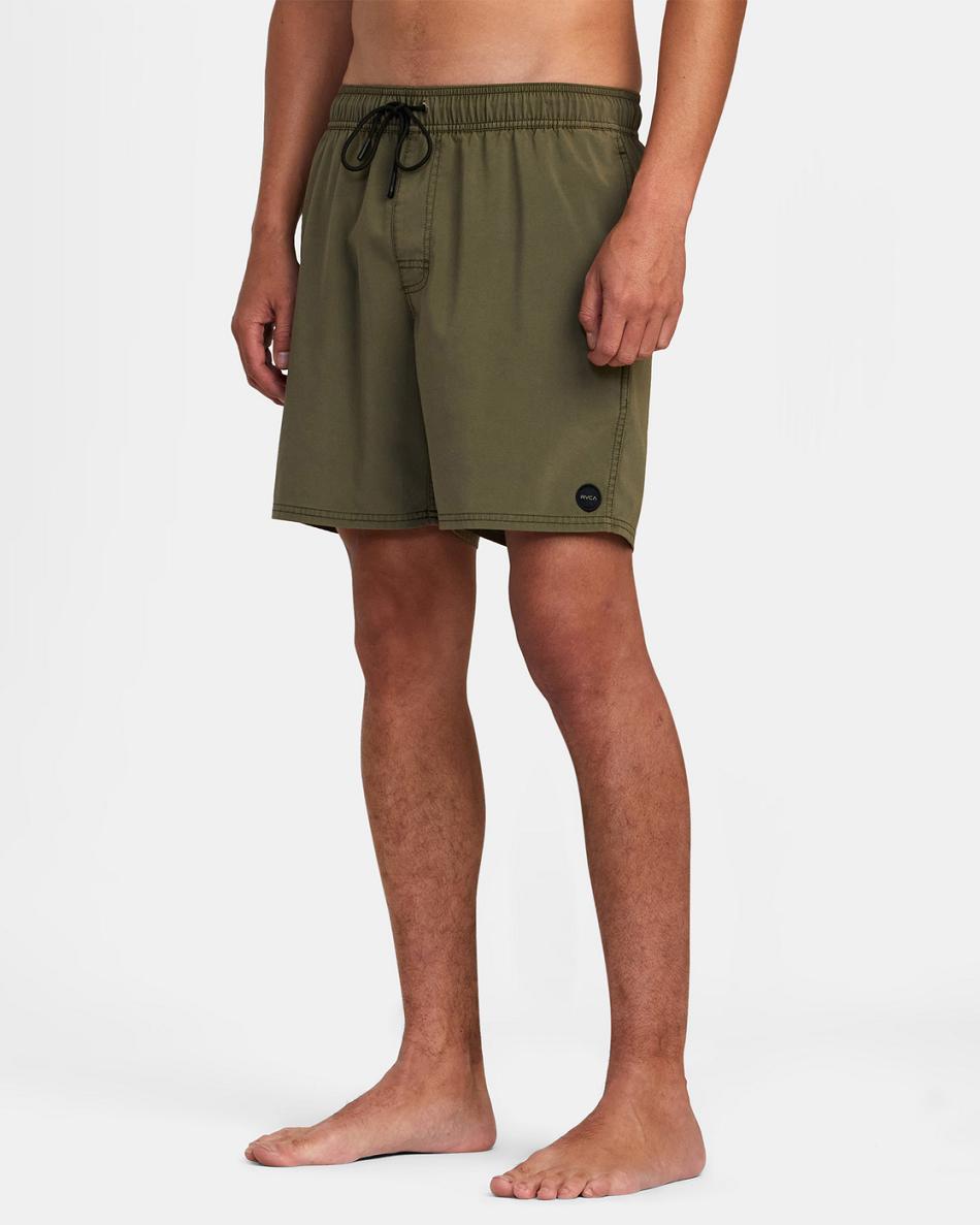 Olive Rvca Pigment Elastic 17 Men's Shorts | USJKU74062