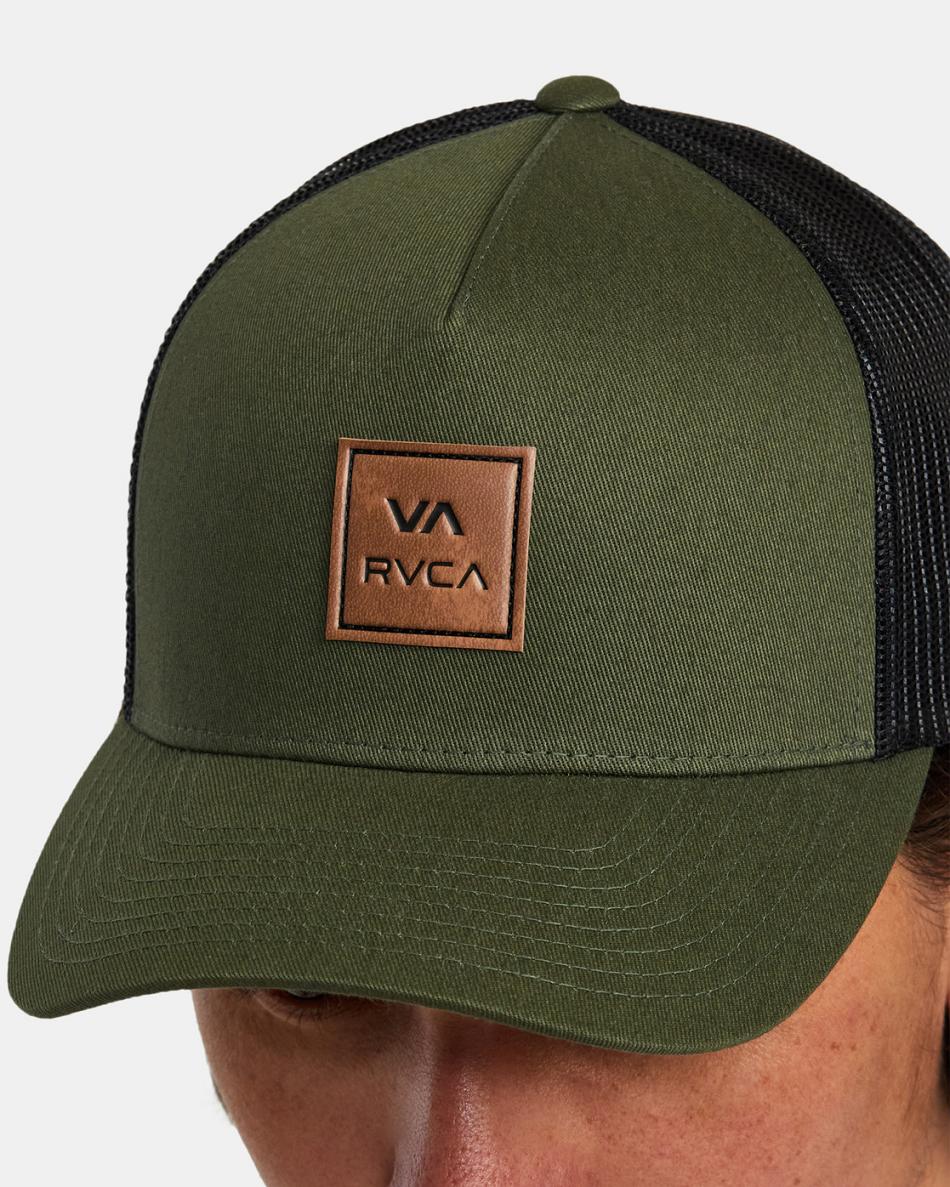 Olive Rvca VA All The Way Curved Brim Trucker Men's Hats | USJZR11117