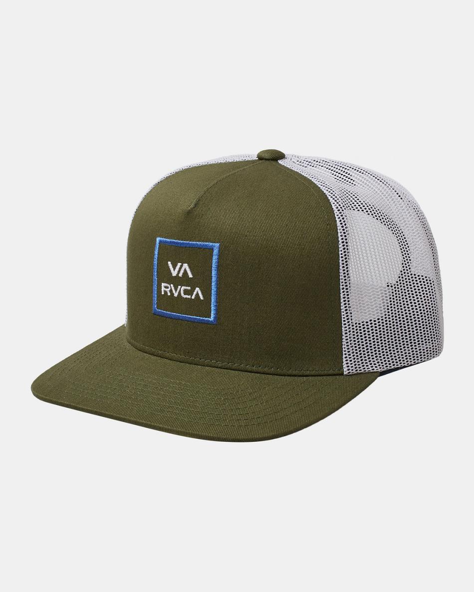 Olive Rvca VA All The Way Trucker Men\'s Hats | USNZX85827