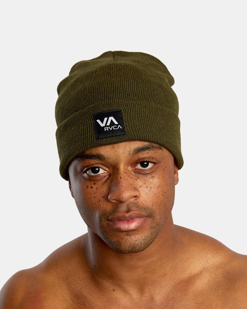Olive Rvca VA Coolmax Knit Men's Hats | YUSGT97436