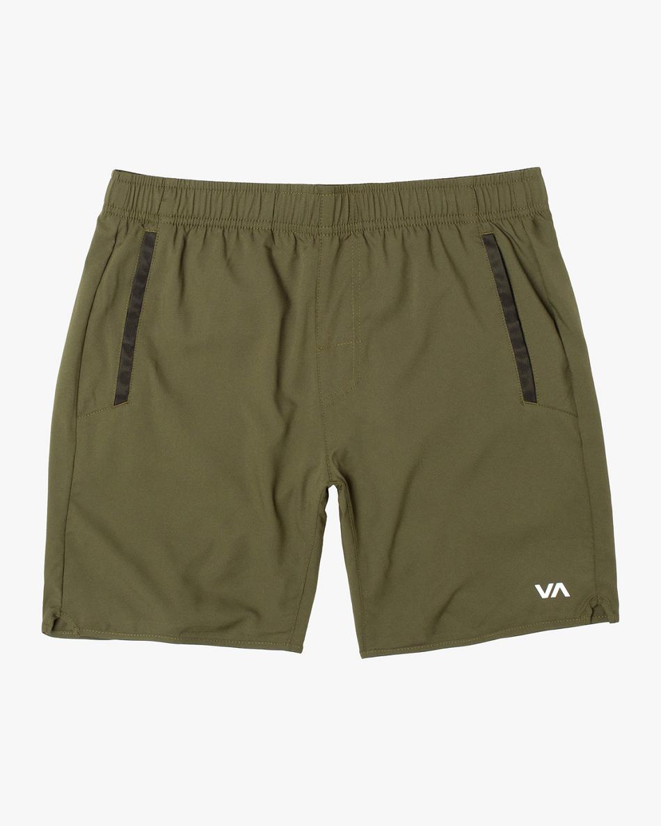 Olive Rvca Yogger III Elastic 15 Boys\' Shorts | DUSVO52485