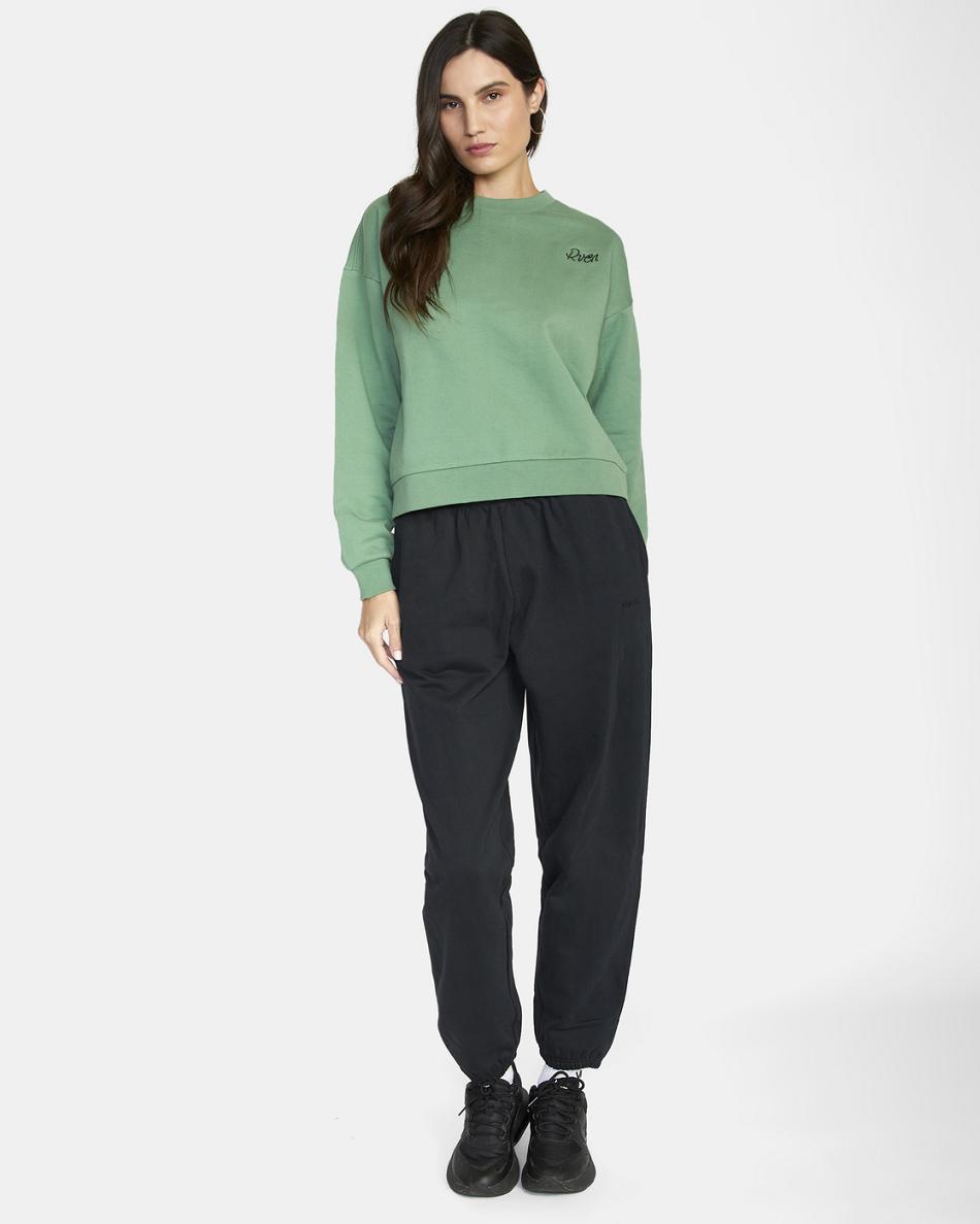 Palm Rvca Script Crewneck Sweatshirt Women's Loungewear | GUSUC75320