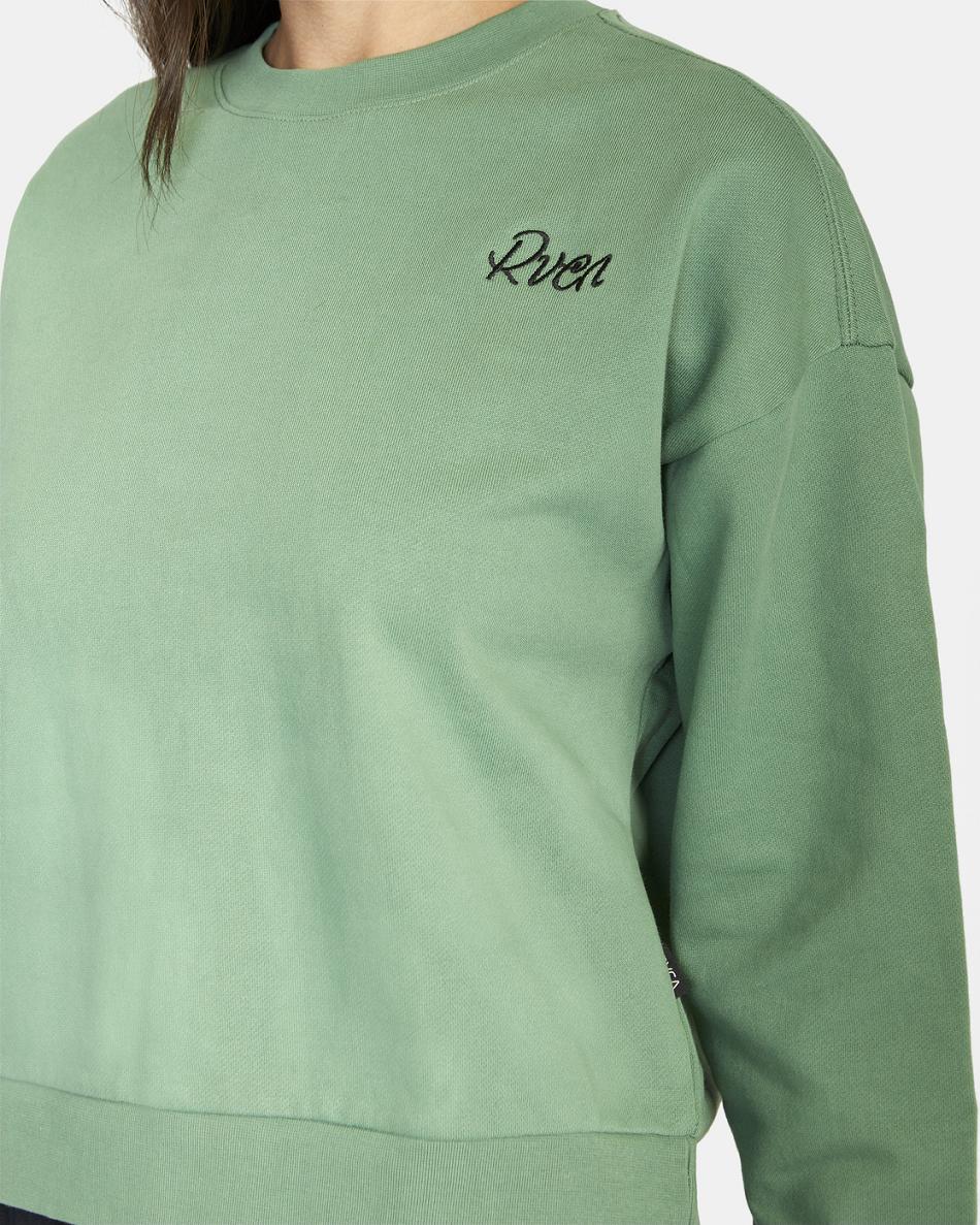 Palm Rvca Script Crewneck Women's Hoodie | USQAV16395