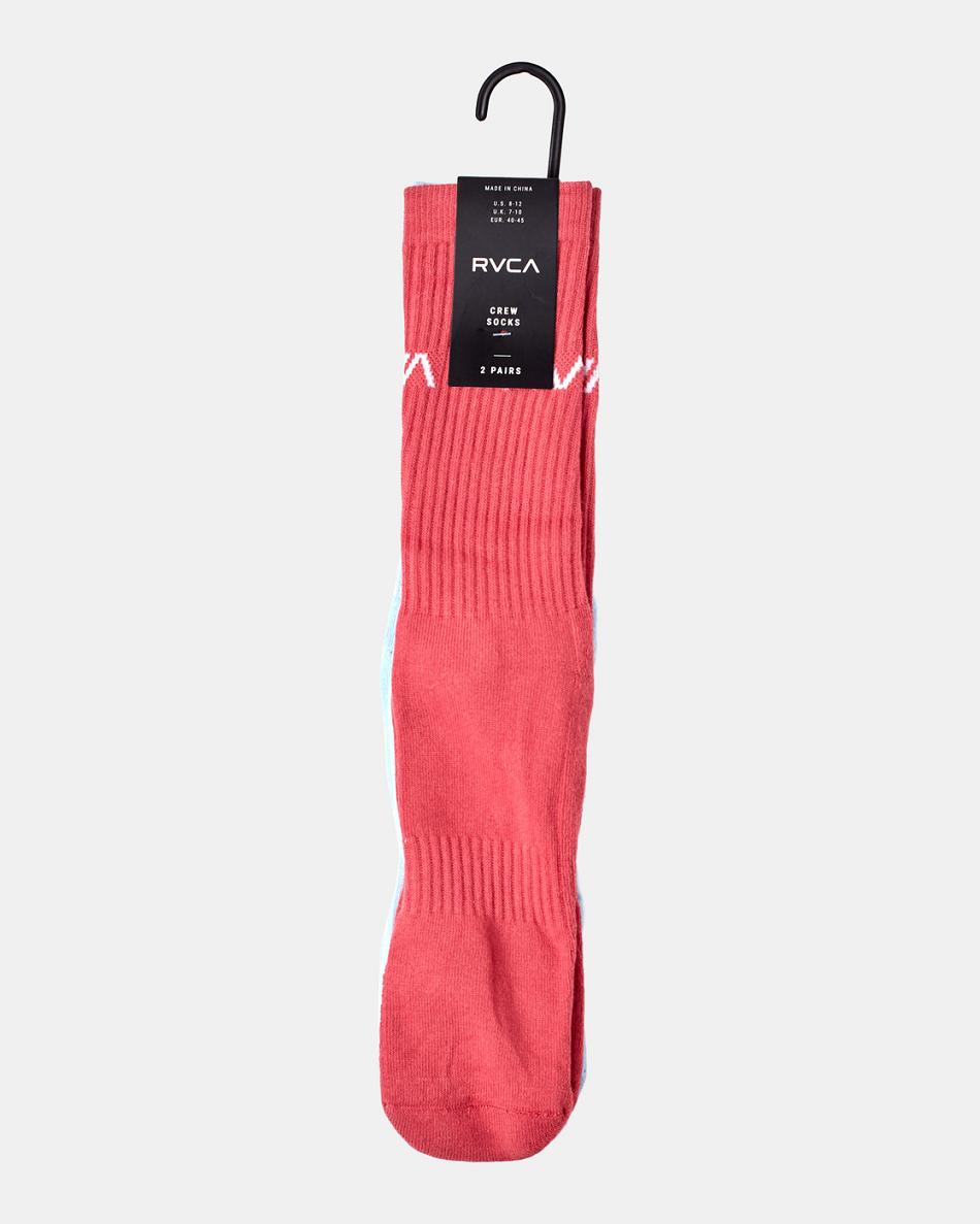 Pink Rvca 2 Pack Basic Logo Crew Men's Socks | USCIF74820