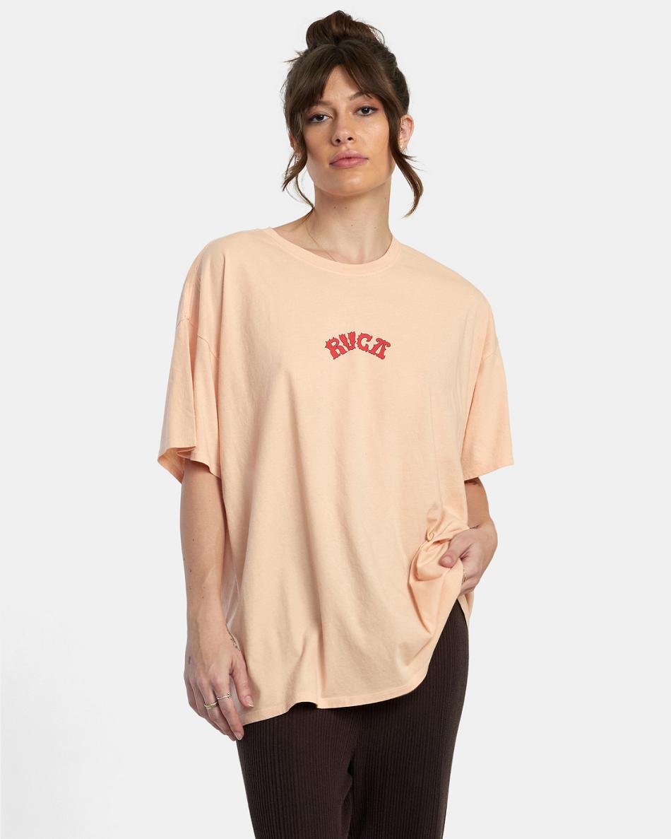 Pink Sand Rvca Day Tripping Baggie Women\'s T shirt | TUSPQ29891