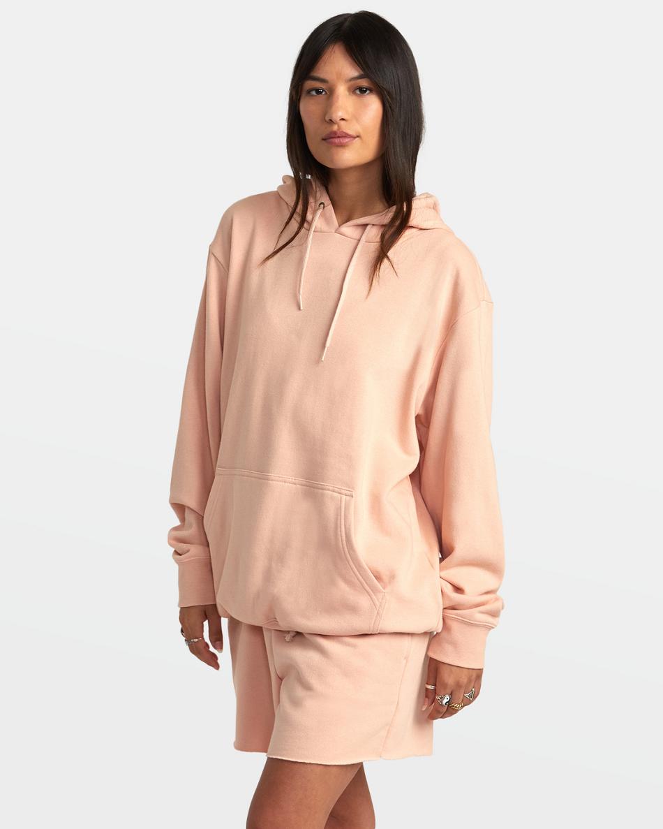 Pink Sand Rvca Sunday Test Drive Hoodie Women's Loungewear | PUSQX54225