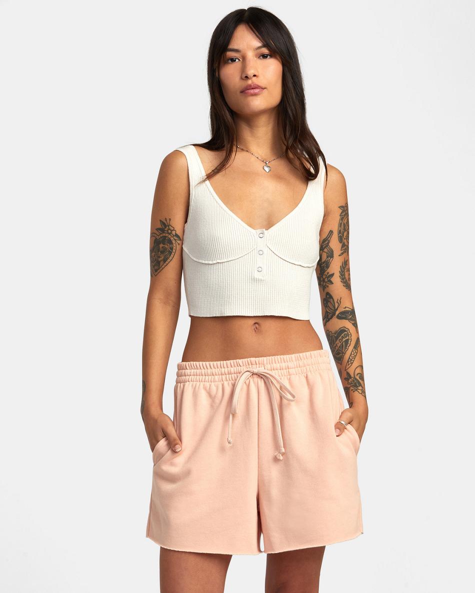 Pink Sand Rvca Test Drive Sweatshorts Women's Loungewear | PUSER24426