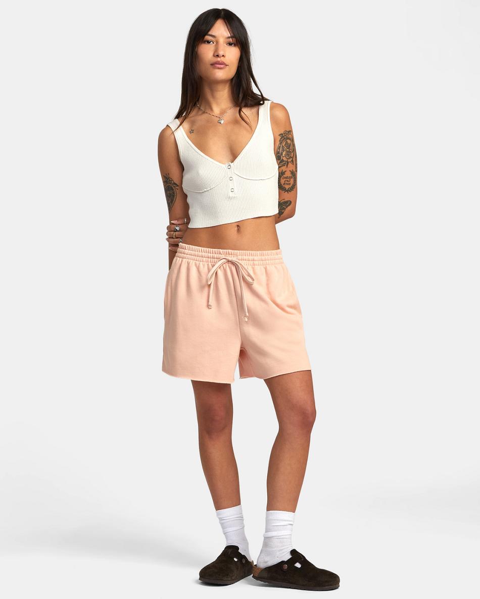 Pink Sand Rvca Test Drive Sweatshorts Women's Loungewear | PUSER24426