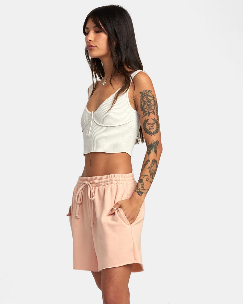 Pink Sand Rvca Test Drive Sweatshorts Women's Loungewear | PUSER24426