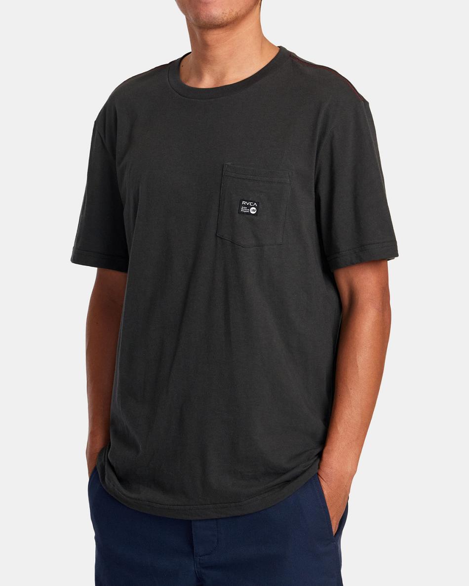 Pirate Black Rvca ANP Pocket Tee Men's Short Sleeve | BUSSD62044