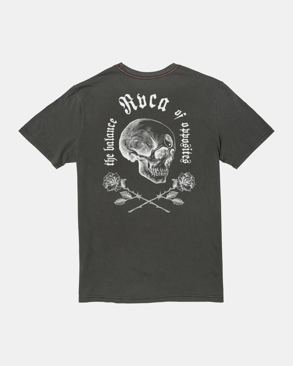 Pirate Black Rvca Opposite Skulls Men\'s Long Sleeve | SUSNY61414