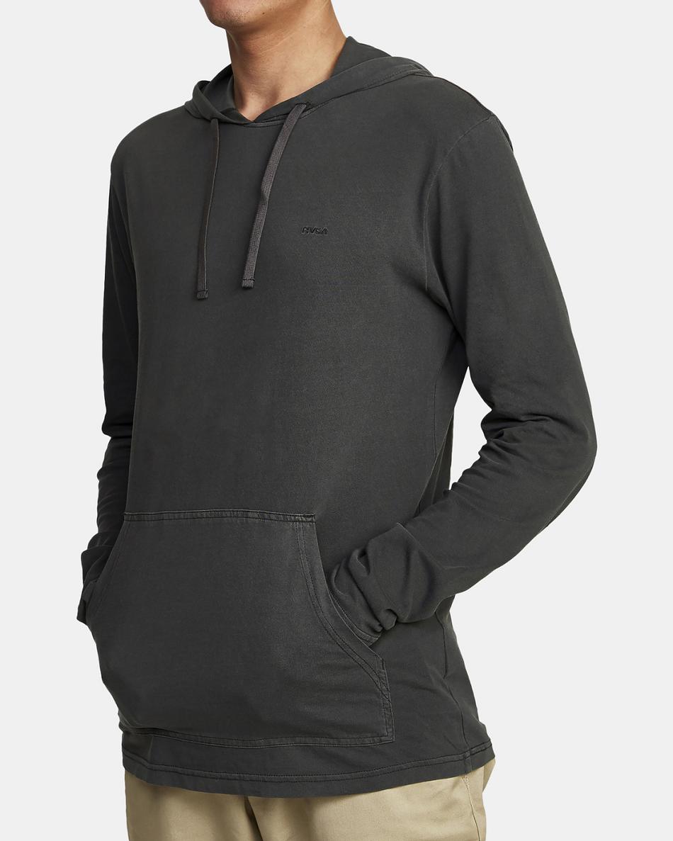 Pirate Black Rvca Ptc Pigment Hooded Long Sleeve Men's Hoodie | USICD94080