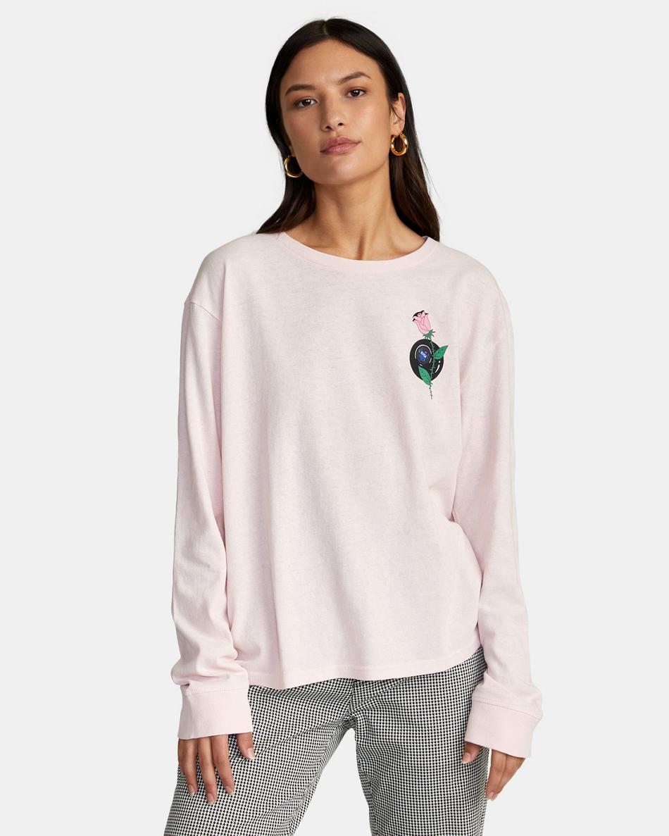 Powder Pink Rvca LP x KLW Long Sleeve Women\'s T shirt | BUSSO68617