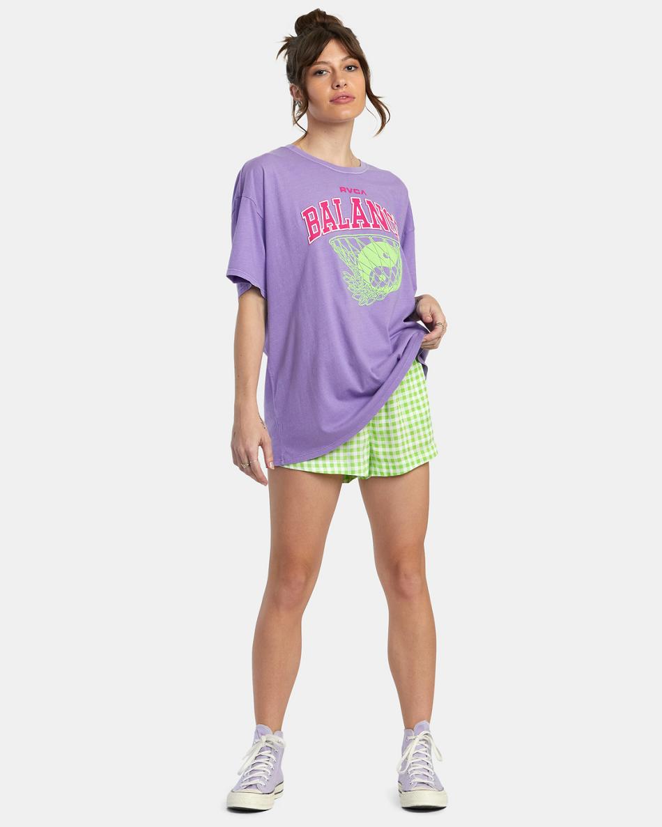 Purps Rvca All Net Baggie Women's T shirt | QUSWA22266