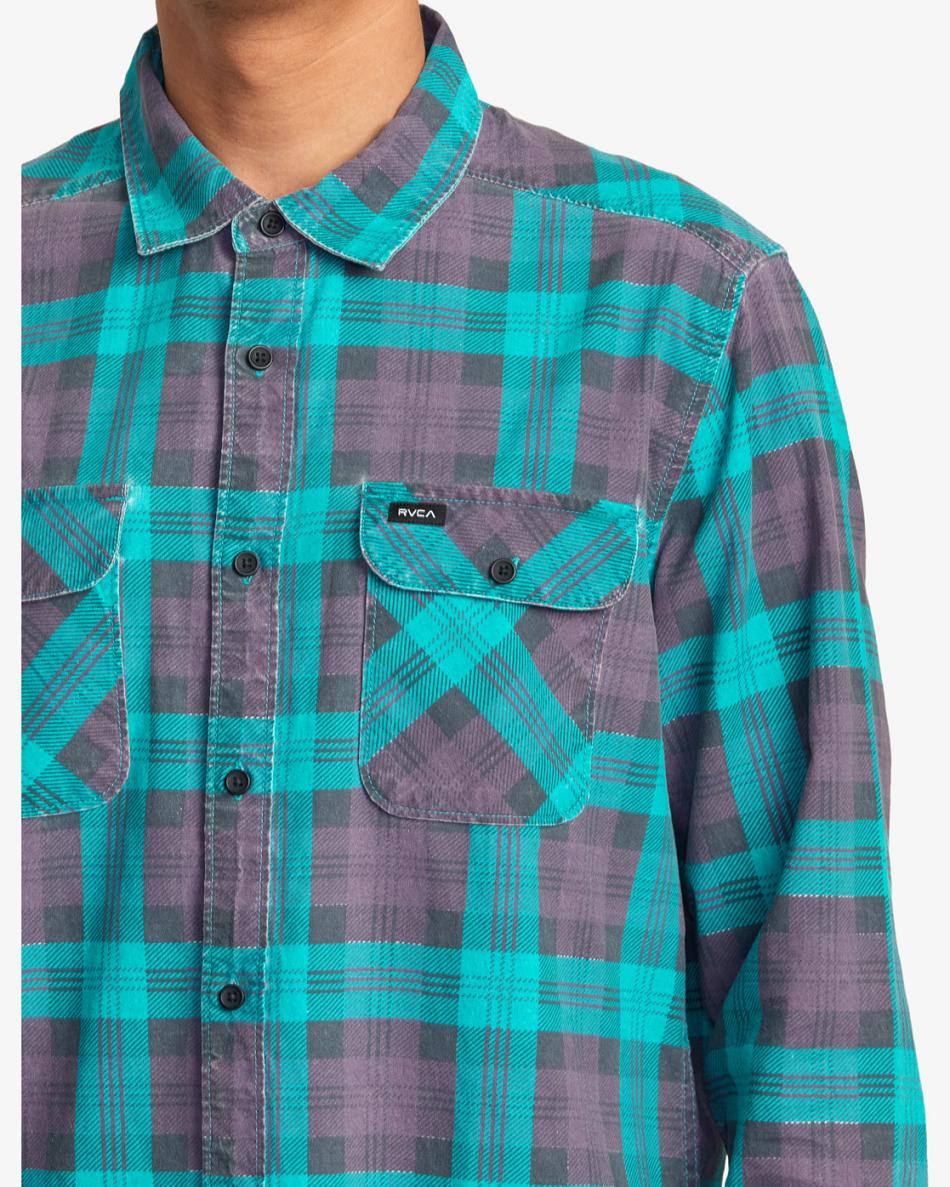 Purps Rvca Panhandle Flannel Men's T shirt | AUSDF70405