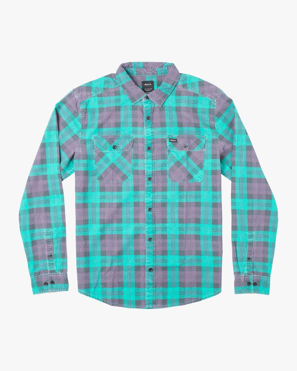 Purps Rvca Panhandle Flannel Men\'s T shirt | AUSDF70405