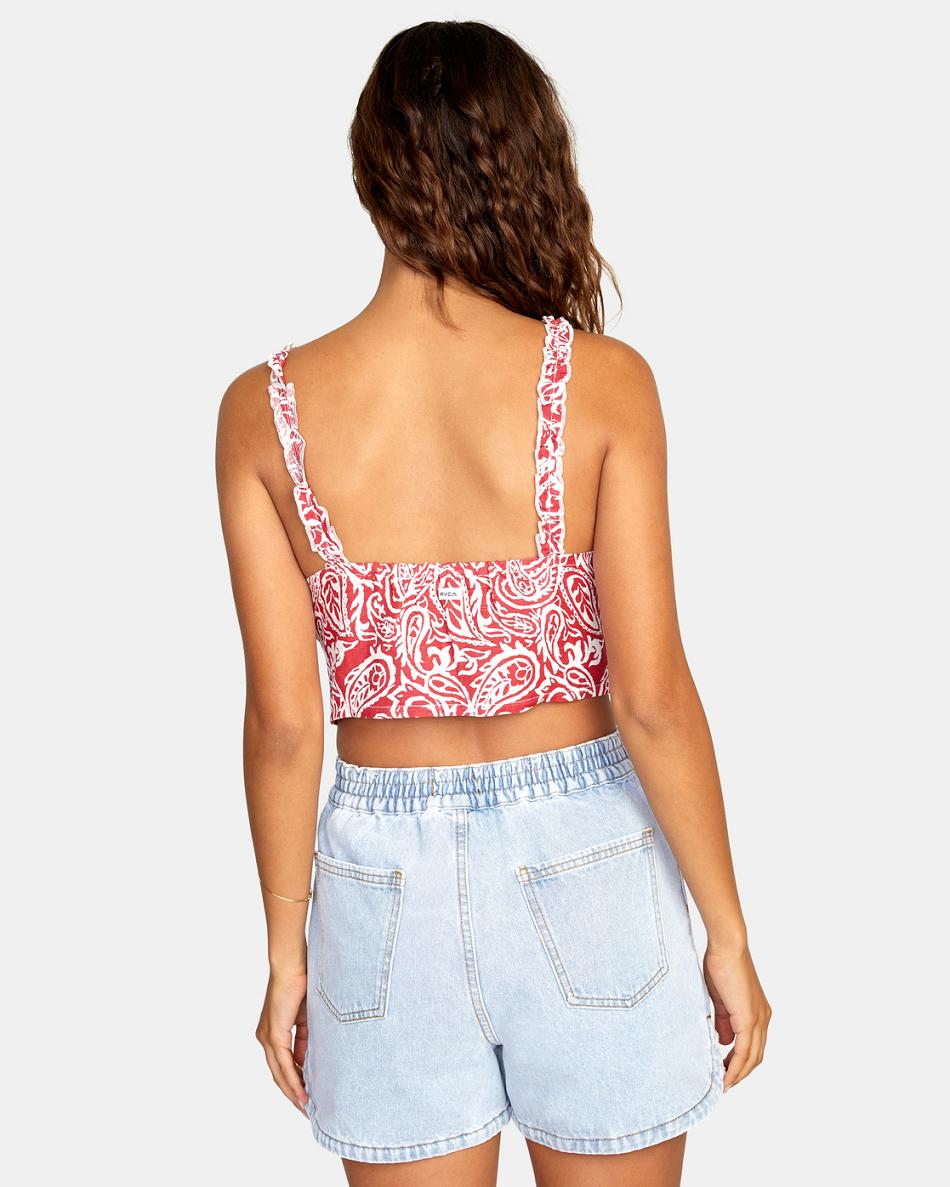 Red Earth Rvca Sweetheart Cropped Women's Tanks | FUSHY89297