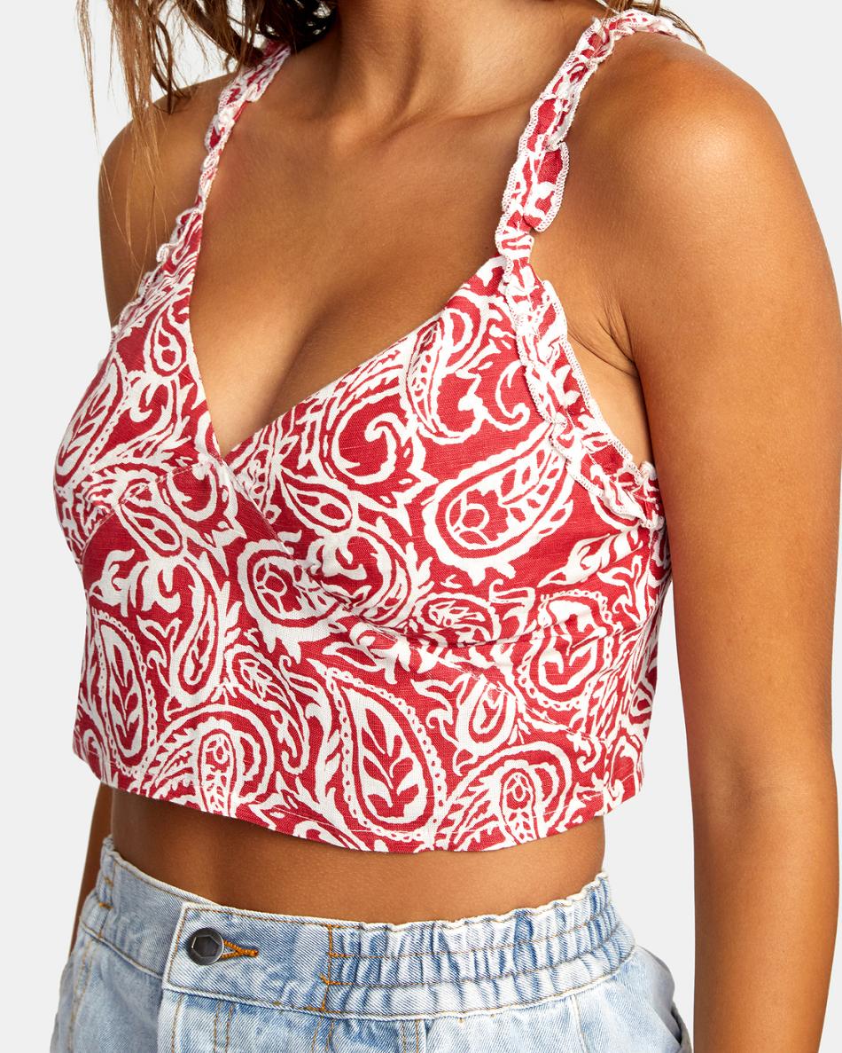 Red Earth Rvca Sweetheart Cropped Women's Tanks | FUSHY89297