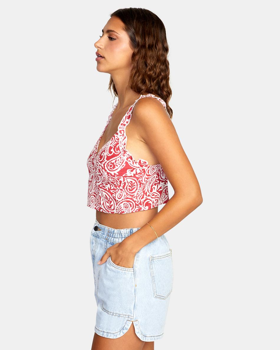 Red Earth Rvca Sweetheart Cropped Women's Tanks | FUSHY89297