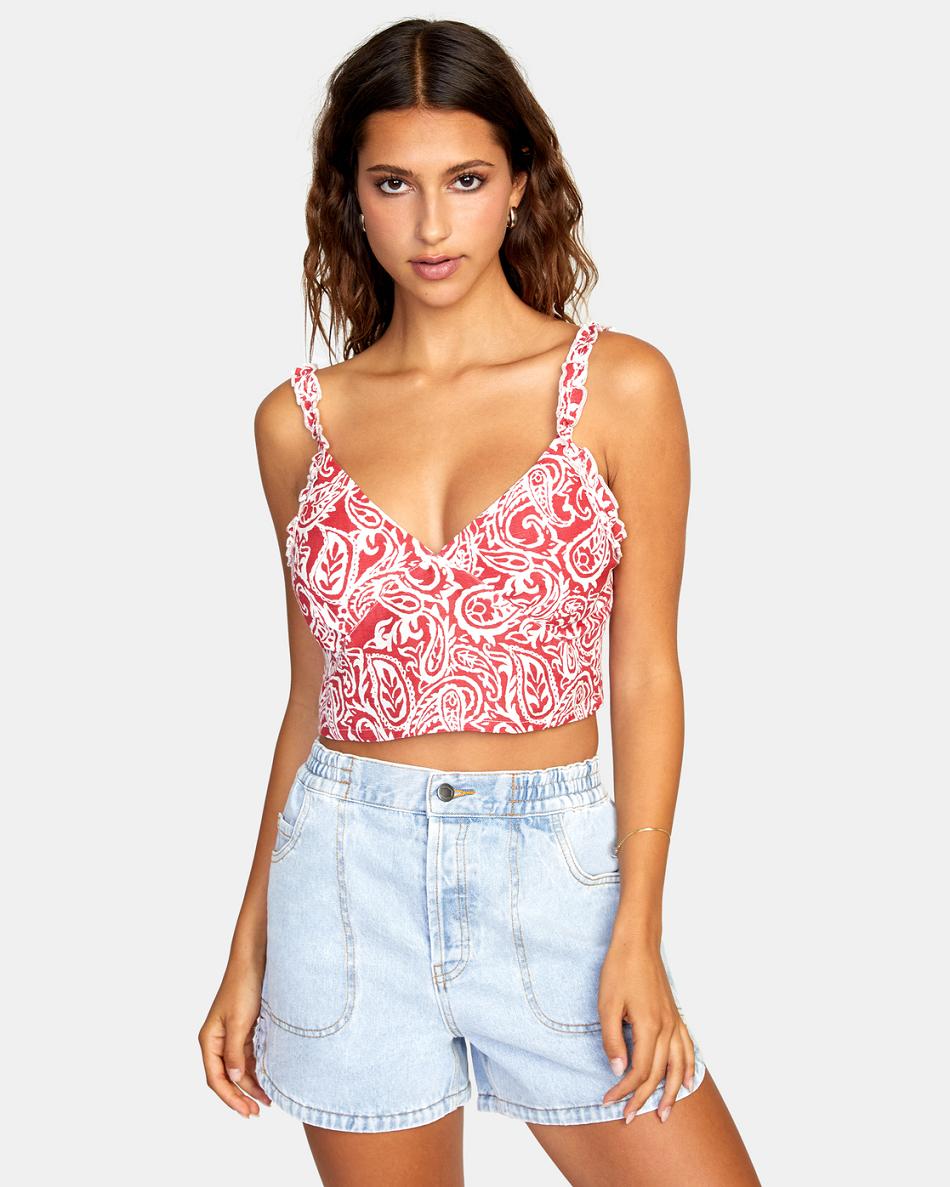 Red Earth Rvca Sweetheart Cropped Women\'s Tanks | FUSHY89297