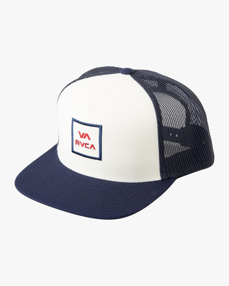 Red/Navy Rvca VA All The Way Trucker Men\'s Hats | PUSQX62416